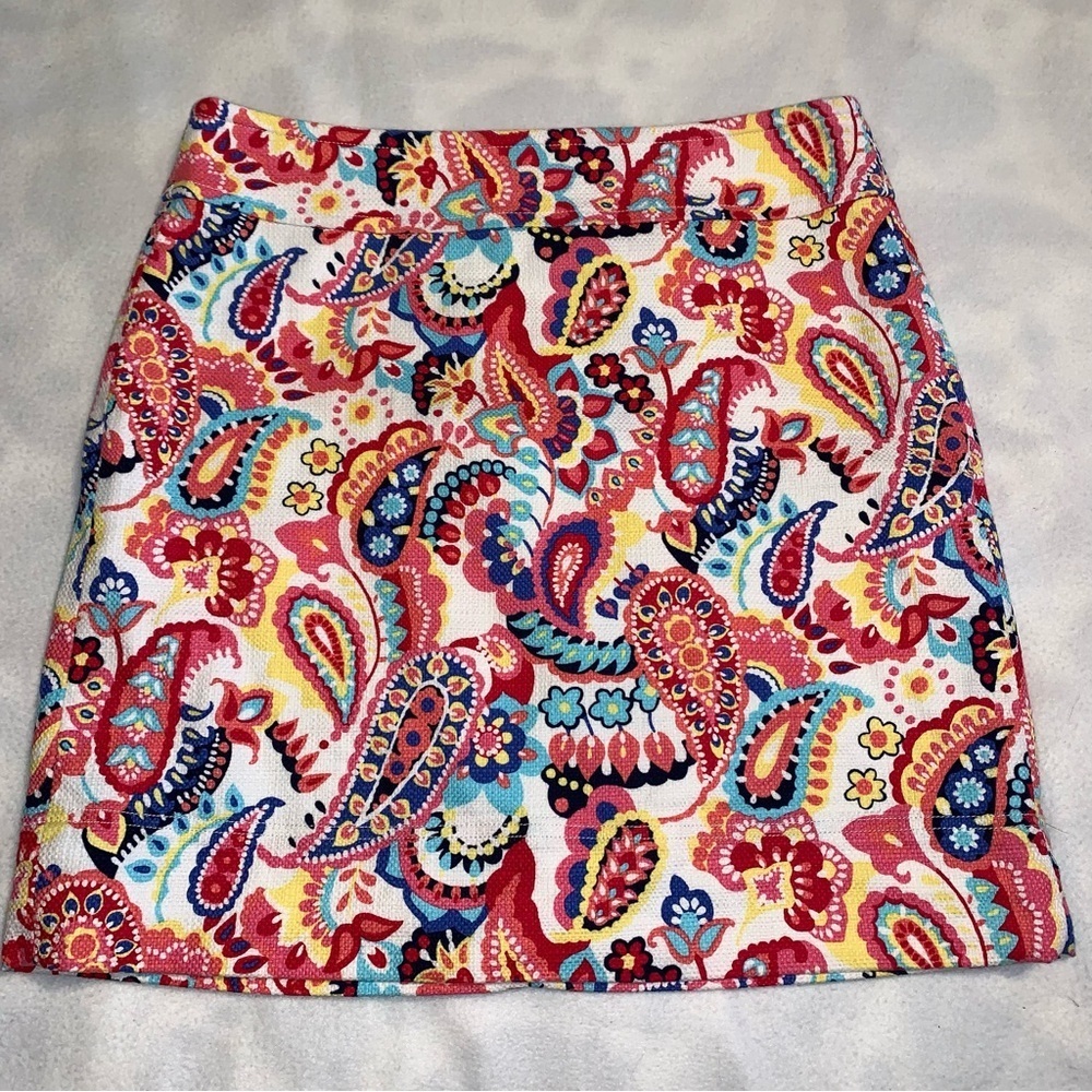 Talbots Pink Paisley Mini Skirt Size 8 teacher preppy colorful